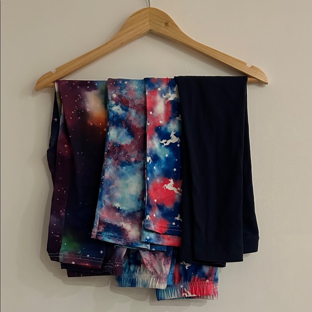 Kids Galaxy and Unicorn Print Leggings Set - not labeled with any brand